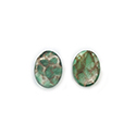 German Glass Buff Top Single Bevel Cabochon - Oval 08x6MM MOSS AGATE