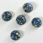 Glass Medium Dome Lampwork Cabochon - Round 11MM BLACK OPAL (00374)