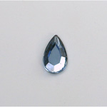 Glass Flat Back Rose Cut Fancy Foiled Stone  - Pear 13x8MM LT SAPPHIRE