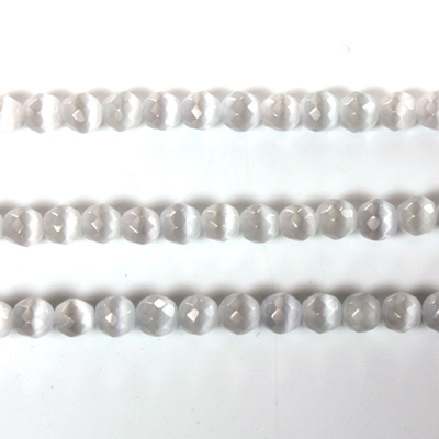 Fiber Optic Synthetic Cat's Eye Bead - Round Faceted 04MM CAT'S EYE LT GREY
