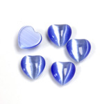 Fiber-Optic Flat Back Cabochon - Heart 10MM CAT'S EYE LT BLUE