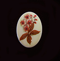 German Plastic Porcelain Decal Painting - Dogwood Oval 30x22MM ON CHALKWHITE BASE
