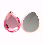 Plastic Flat Back Foiled Rose Cut Rhinestone - Pear 25x18MM ROSE