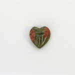 Gemstone Flat Back Carved Scarab - Heart 12x11MM EPIDOTE