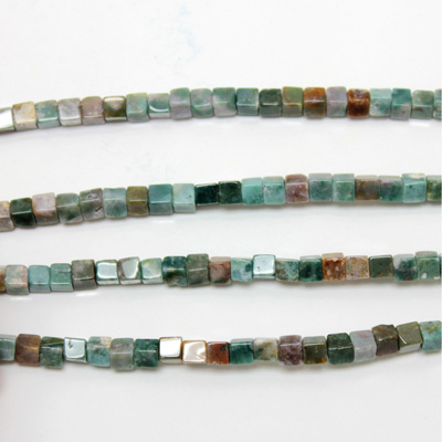 Gemstone Bead - Cube Smooth 04x4MM FANCY JASPER