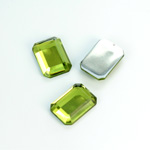 Plastic Flat Back Foiled Rose Cut Rhinestone - Cushion Octagon 14x10MM OLIVINE