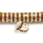 Czech Rhinestone Rondelle - Round Wavy 06MM TOPAZ-SILVER