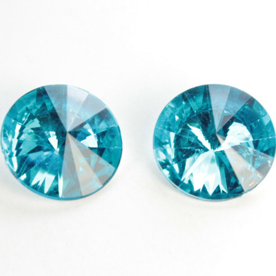 Plastic Point Back Foiled Rivoli 18MM AQUA