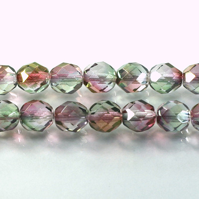 Czech Glass Fire Polish Bead - Round 08MM GREEN-ROSE 91001