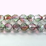 Czech Glass Fire Polish Bead - Round 08MM GREEN-ROSE 91001