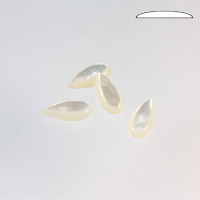 Shell Flat Back Cabochon - Pear 12x6MM WHITE MOP