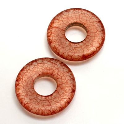 Plastic Bead - Veggie Color Smooth Flat Donut 25MM MATTE BROWN