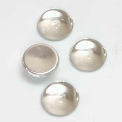 Plastic Flat Back Foiled Cabochon - Round 13MM CRYSTAL