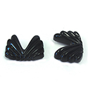 German Glass Cabochon - Wing Shape 25x19MM JET