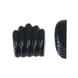 German Glass Cabochon - RIBBED ART DECO Shape 19x19MM JET