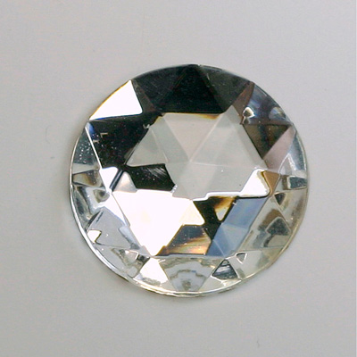 Glass Flat Back Foiled Rauten Rose - Round 25MM CRYSTAL