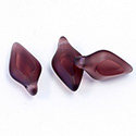 German Glass Beads Window Cut - Spear 20x11MM AMETHYST 1/2 FROSTED