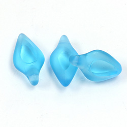 German Glass Beads Window Cut - Spear 20x11MM AQUA 1/2 FROSTED