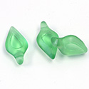 German Glass Beads Window Cut - Spear 20x11MM EMERALD 1/2 FROSTED