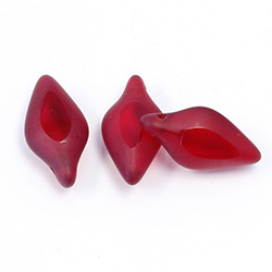 German Glass Beads Window Cut - Spear 20x11MM GARNET 1/2 FROSTED