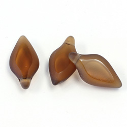 German Glass Beads Window Cut - Spear 20x11MM SMOKE TOPAZ 1/2 FROSTED