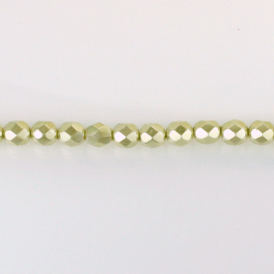 Czech Glass Pearl Faceted Fire Polish Bead - Round 03MM LT OLIVE 70457