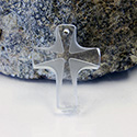 German Glass Engraved Buff Top Intaglio Pendant - CROSS 20x16MM MATTE CRYSTAL