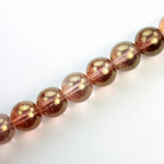 Czech Pressed Glass Bead - Smooth Round 10MM LUMI COATED ROSE