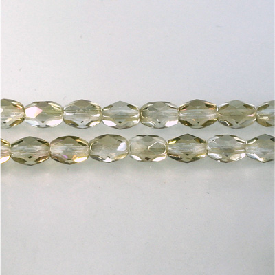 Czech Glass Fire Polish Bead - Oval 07x5MM 1/2 Coated CLARIT