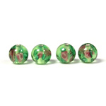 Czech Glass Lampwork Bead - Smooth Round 08MM Flower ON PERIDOT