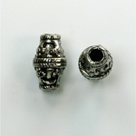 Metalized Plastic Engraved Bead - Fancy 16x10MM ANT SILVER