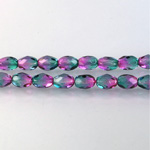 Czech Glass Fire Polish Bead - Oval 07x5MM Coated PURPLE-GREEN 69007