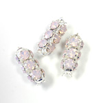 Preciosa Rhinestone Rondelle Crystal Tubes 16x7MM OPAL ROSE/SILVER