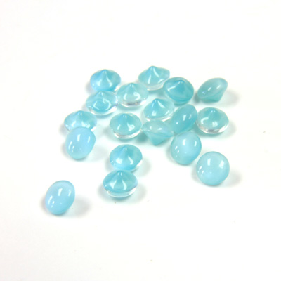 Glass Point Back Buff Top Stone Opaque Doublet - Round 17SS AQUA MOONSTONE