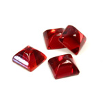 Glass High Dome Foiled Cabochon - Square 08x8MM RUBY