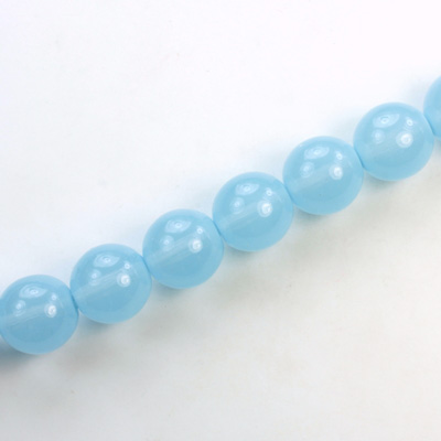 Czech Pressed Glass Bead - Smooth Round 10MM COATED BLUE LACE