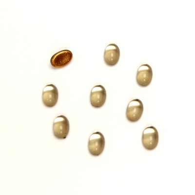Glass Medium Dome Foiled Cabochon - Oval 06x4MM BLACK DIAMOND
