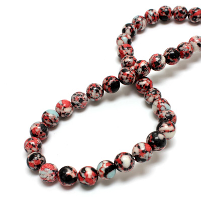 Synthetic Matrix Bead - Round 08MM SX08 RED-BLACK-WHITE