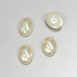 Glass Cabochon Baroque Top Pearl Dipped - Oval 14x10MM WHITE
