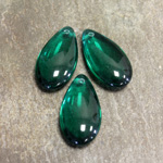 Czech Pressed Glass Pendant - Smooth Pear 22X12MM EMERALD