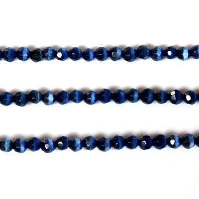 Fiber Optic Synthetic Cat's Eye Bead - Round Faceted 03MM CAT'S EYE BLUE