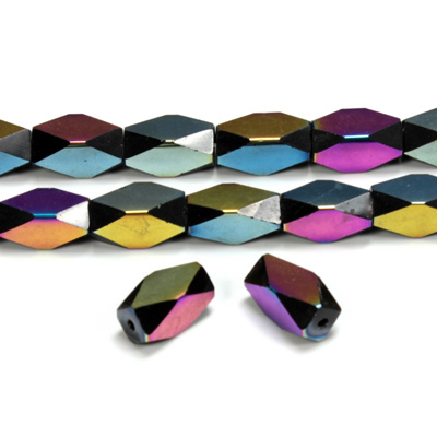 Cut Crystal Bead - Rectangle 12x6MM JET IRIS