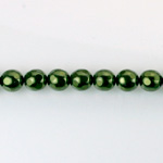 Czech Glass Pearl Bead - Round Faceted Golf 6MM HUNTER GREEN 70958