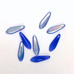 Czech Pressed Glass Pendant - Spear 16x5MM BLUE OPAL AB
