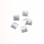 Fiber-Optic Flat Back Stone - Faceted checkerboard Top Square 6x6MM CAT'S EYE LT GREY