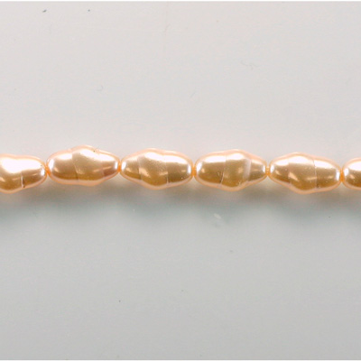 Czech Glass Pearl Bead - Baroque Oblong 13x7 LT ROSE 70424