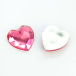 Plastic Flat Back Foiled Rose Cut Rhinestone - Heart 18.5MM ROSE