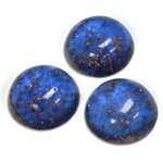 Glass Medium Dome Lampwork Cabochon - Round 18MM GOLD FLECK SAPPHIRE (05054)