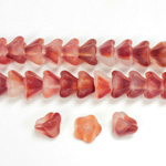 Czech Pressed Glass Bead - Tulip 06x8MM 2-TONE MATTE ORANGE-CRYSTAL