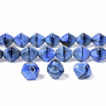 Czech Pressed Glass Bead - Smooth Bicone 08MM TIGEREYE BLUE